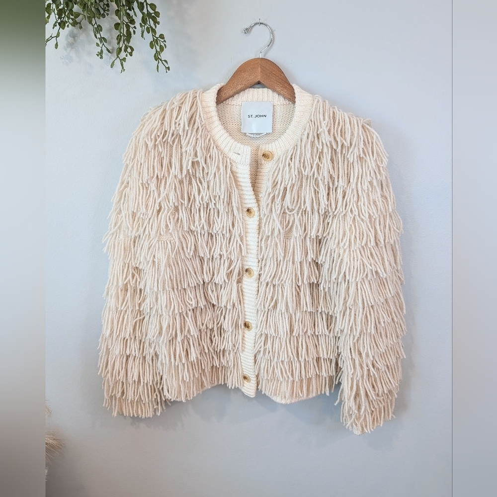 St. John Vanilla Teddy Cardigan Sz. Small